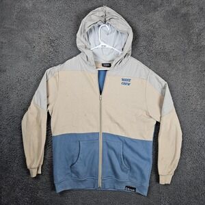 Pink Dolphin Wave Crew Jacket Mens Large Beige Blue Hooded Full Zip Colorblock